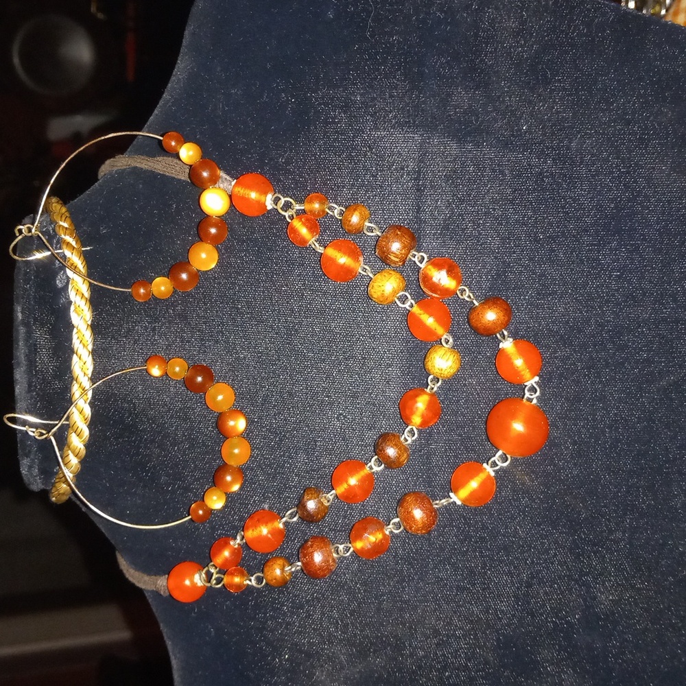 Beaded Necklace and Earrings